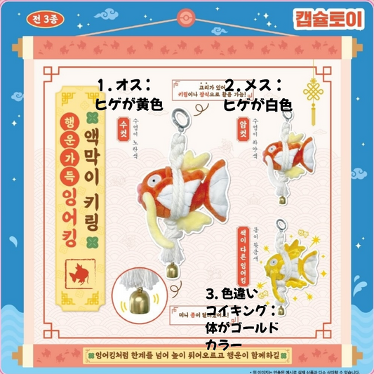 韓国限定の鯉キング厄除けキーホルダー3種類